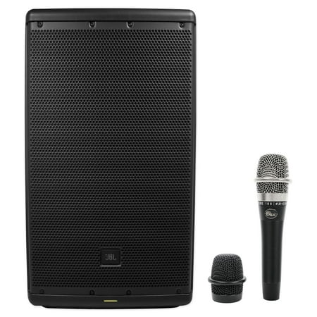 JBL EON612 12" 1000w Powered DJ PA Speaker System w/Bluetooth + Blue Microphone