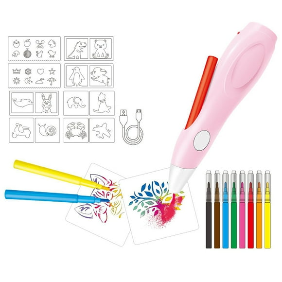 Artistic Delight, Projection Drawing Toy with Sidewalk Chalk Stencils, Airbrush Effect for Craft Fun (Bright Plastic, Wireless Operation)