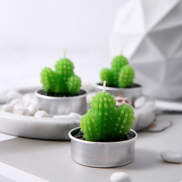 Candelabros, Vela, Candelabro Suculento, Vela de Cactus, 3 Piezas, Vela de Cumpleaños, Vela para No Fumar, Juego de Velas Originales, Velas de Cera Suculentas
