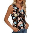 thumbnail image 4 of QUNYINEY Loose Fit Tank Top Women Summer Floral Tops V Neck Pleated Sleeveless Womens Shirts, 4 of 6