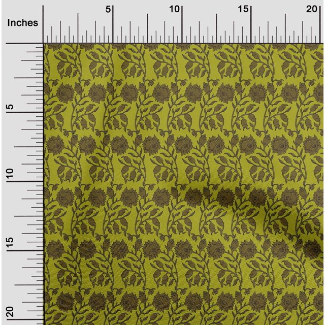 oneOone Coton Bio Voile Feuilles & Imprimé Floral BTY 42 Pouces de Large