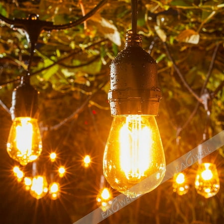 48ft Outdoor String Lights Commercial Great Weatherproof Strand 18 48ft Outdoor String Lights Commercial Great Weatherproof Strand 18 Dimmable Edison Vintage Bulbs 15 Hanging Sockets