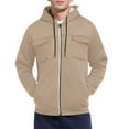 thumbnail image 5 of KeShDi Jacket Men's Fleece Solid Color Long-sleeve Hooded Pocket Drawstring Top Coat Khaki M, 5 of 7