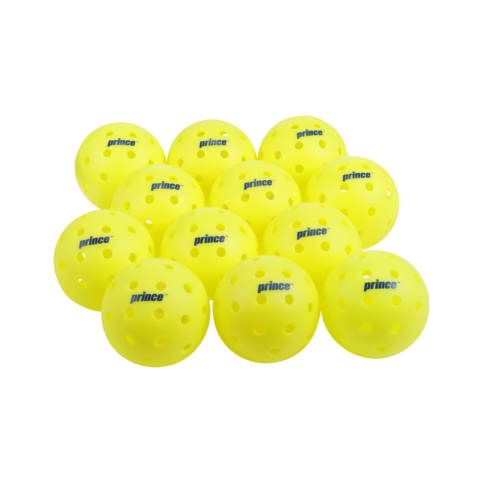 Prince Outdoor Pickleball Balls – 12 Pack with Mesh Bag, USA Pickleball Approved, 40-Hole Precision Design, High-Visibility Neon Yellow