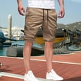 thumbnail image 3 of Mens Casual Cotton Shorts Drawstring Elastic Waist Summer Golf Pants Stretch Twill Beach Chino Shorts Khaki M, 3 of 7