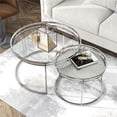 thumbnail image 6 of Bowery Hill Metal Glass Top 2-Piece Nesting Tables Set in Chrome, 6 of 6