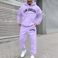 thumbnail image 5 of Aihuaihua Mens Graphic Sweatsuits Los Angeles Hoodies and Sweatpants 2 Piece Set Long Sleeve Track Suits Casual Workout Jogging Suits Light Purple L, 5 of 5