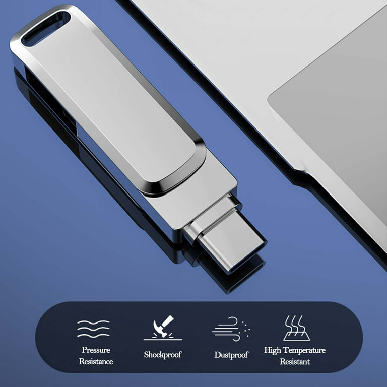 256GB Flash Drive for iOS Android C Devices 2-in-1 Photo Stick High Speed External Thumb Drive Memory Stick (Silver) - Walmart.com