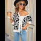 thumbnail image 4 of Cárdigan de Punto con Estampado de Leopardo y Lazo para Mujer, Larga, Cuello Redondo, Abertura Frontal, Informal, Holgado, para Exteriores. XL, 4 of 10