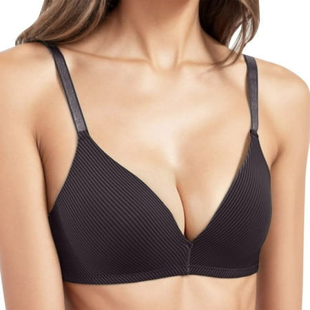 DuoJiaJ Women Casual Multicolor Solid Color Triangle Cup No Steel Ring Adjustable Shoulder Strap Bra Simple Thin Underwear Push Up Bras
