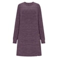 thumbnail image 3 of FRSASU Women's Puff Long Sleeve Buttons Side Dress Crewneck Loose Fit Casual Tunic Mini Dresses with Pockets Purple, 3 of 7