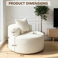 thumbnail image 6 of YVDNHP 37" Round Chair, Boneless Lounge Chair Indoor, Flannel Cloud Sofa with Pillow, Deep Seat Modern Accent Chairs for Living Room, Bedroom, No Assembly Required, White, 6 of 8
