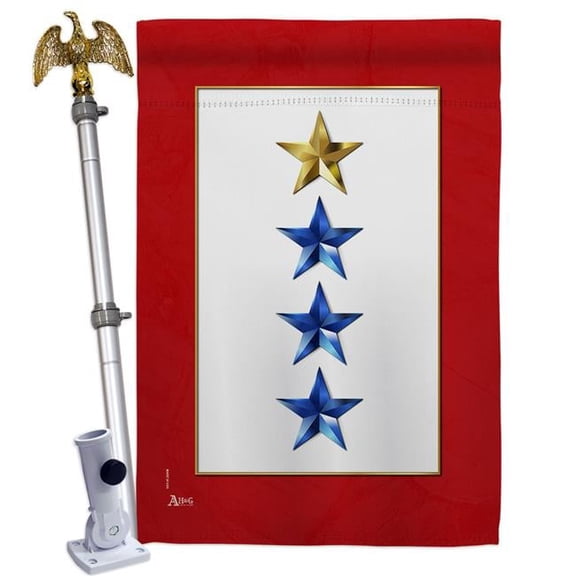 Americana Home & Garden HS141088-BO-02 28 x 40 in. Gold & Three Blue Stars House Flag Set Armed Forces Military Service Double-Sided Decorative Vertical Flags & Decoration Banner Garden Yard Gift