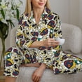 thumbnail image 6 of Yiaed Happy Skeleton Print Pajamas Women's Long Sleeve Sleepwear Soft Button Down Loungewear Pjs Lounge Set Nightwear Womens Pajama Pants-Large, 6 of 7