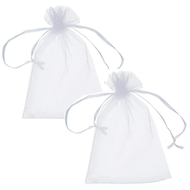 Bolsas de Adornos para Eventos PouchyWhite 2Pzas Blanco 5x7cm Tela Bolsa Organza.