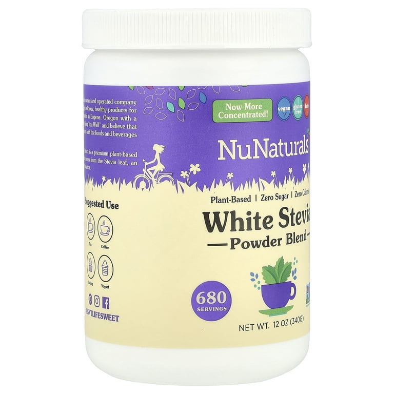 Nunaturals Plant-Based Nustevia White Stevia Leaf Powder, 12 Oz