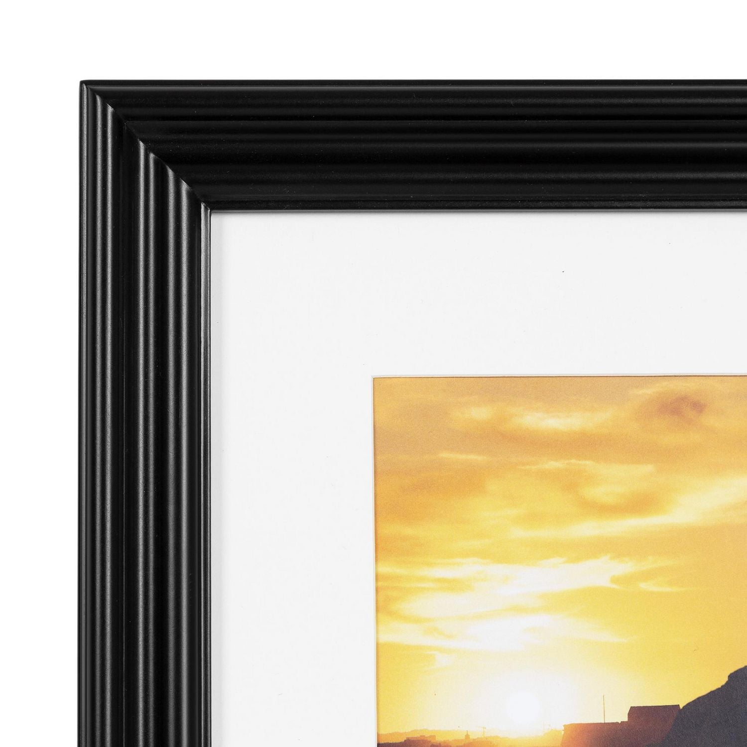 DesignOvation Leno 8" x 10" Matted to 5" x 7" Black Picture Frame