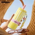 thumbnail image 5 of Sidagar 24 oz Ceramic Lined Insulated Water Bottle with Straw and Carry Strap, Pastel Yellow, 5 of 9