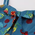 thumbnail image 4 of Vestido vintage plisado con lazo y estampado de tirantes con escote cuadrado para mujer Pompotops  ghjkhdj18825, 4 of 8