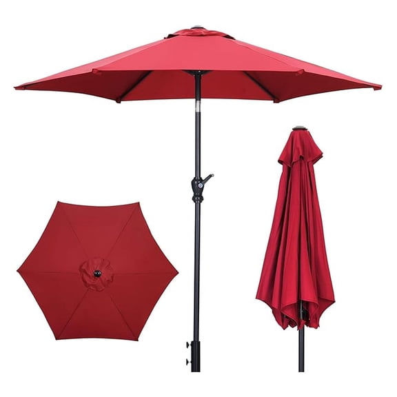 7.5Ft Patio Umbrella, Outdoor Umbrella Aluminum Table Umbrellas with Tilt, Crank and Sturdy Ribs for Lawn, Garden, Backyard and Pool, Red