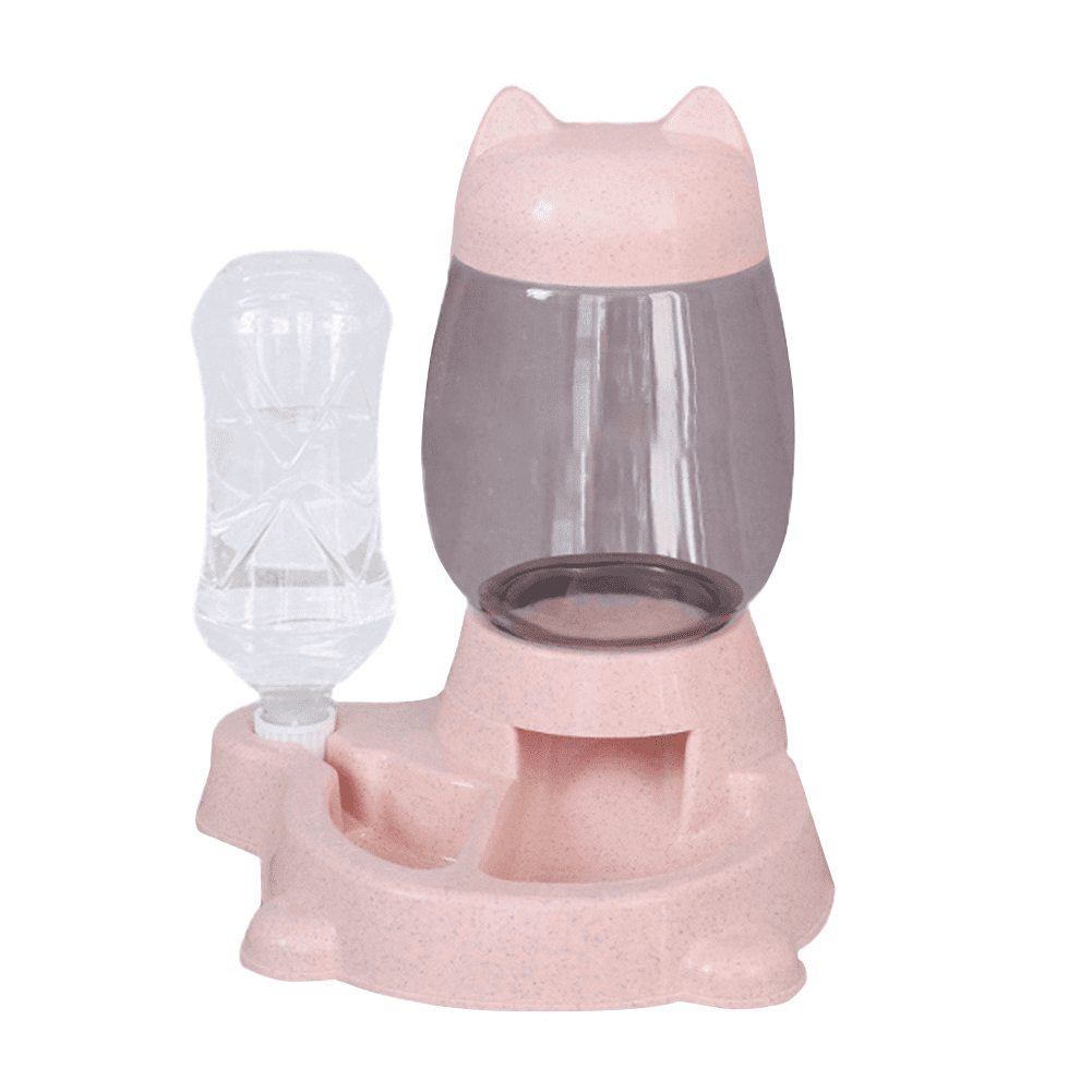 Automatic Cat Feeder, Cat Food Feeding Water Dispenser Set, Lovely Dog Cat Bowl with Water Bottle, Water Dispenser Food Dish Bowls for Small Animal