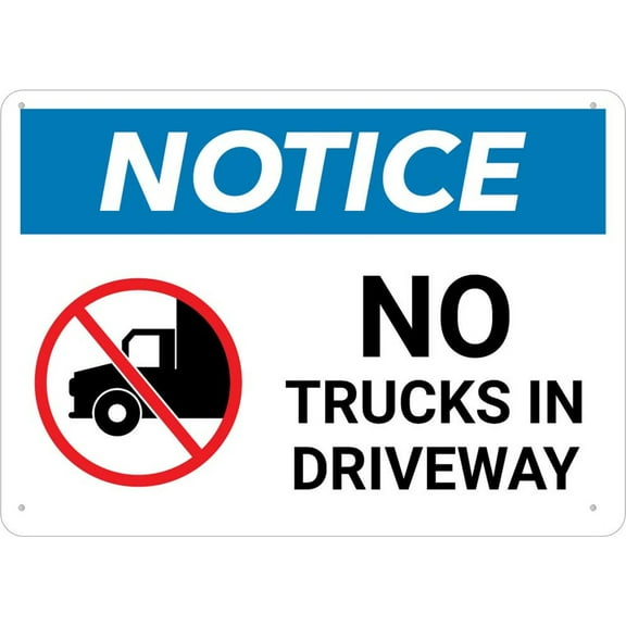 Notice No Trucks In Driveway Sign 8"X12" Rust Free Aluminum Signs Outdoor, Metal Tin Sign For Home, Business, Yard