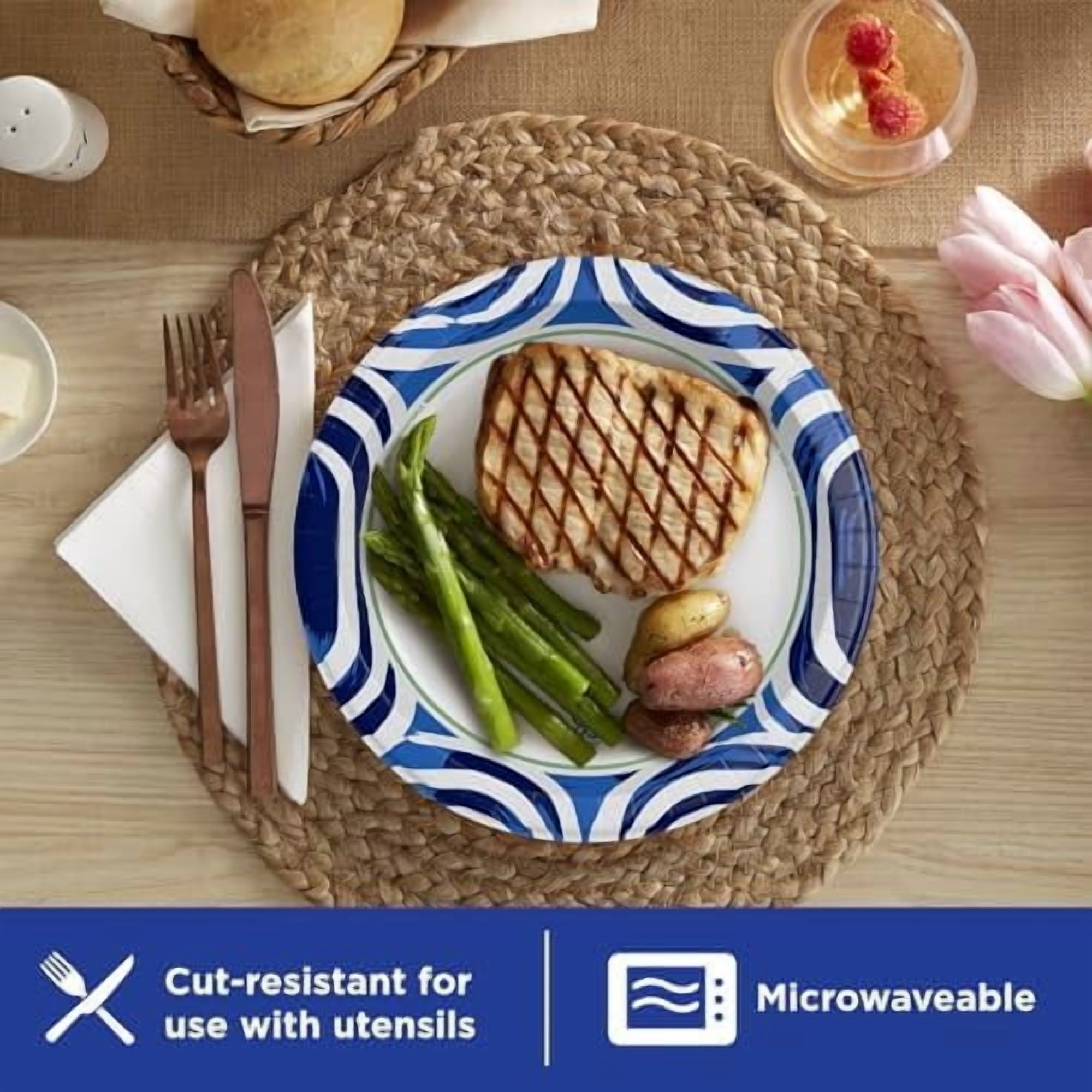 Ultra, Large Paper Plates, 10 Inch, 172 Count (4 packs of 43 plates), 3X Stronger*, Heavy Duty, Microwave-Safe, Soak-Proof, Cut Resistant, Disposable Plates For Heavy, Messy Meals