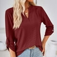 thumbnail image 6 of Black and Friday Azrian Tops Saving!,Women's Fashion Solid V -Neck Long Sleeve Loose T-shirt Top Clearance Sale, 6 of 6