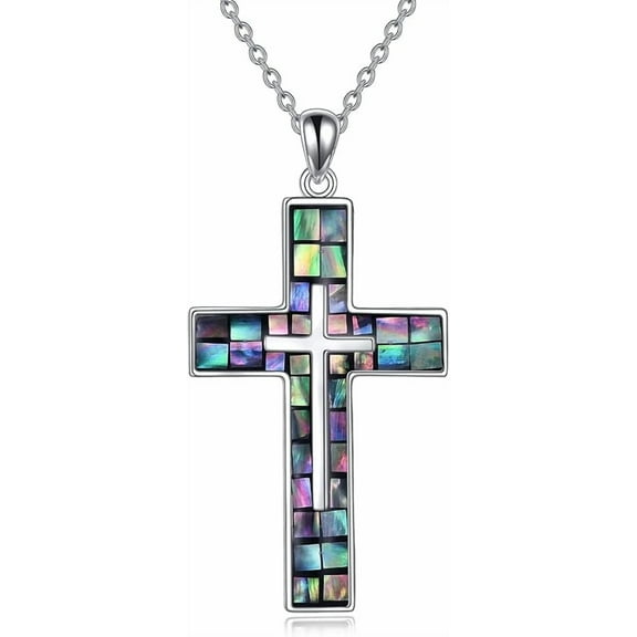 Cross Necklace Sterling Silver Religious Cross Pendant Jewelry Christian Gifts for Women Men