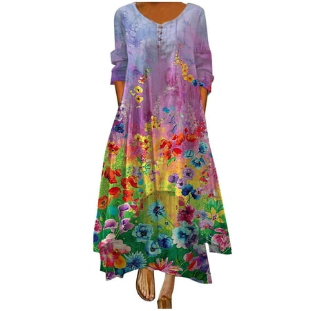 

YFPWM Corset Dress for Women Denim Dress Shirt Dress Strapless Dress Maxi Dress Formal Dress Work Dress Sequin Dress Buttons Floral Print Long Sleeve O-Neck Maxi Dress