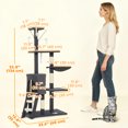 thumbnail image 3 of PawHut 53" Cat Tree Tower with Condo, Large Kitten Activity Centre, Dark Grey, 3 of 10