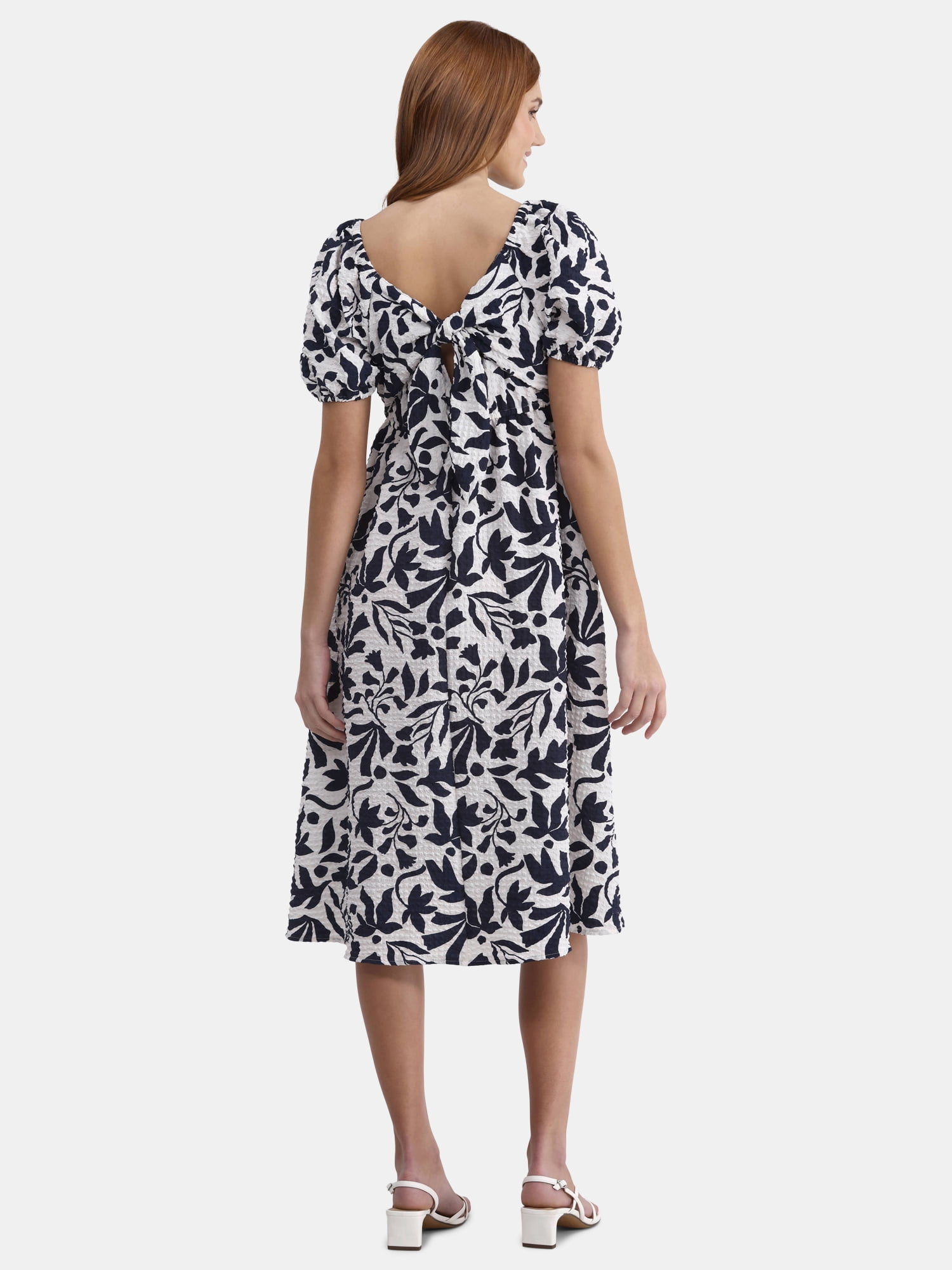 Time and Tru Women's and Women's Plus Square Neck Midi Dress, Sizes XS-4X