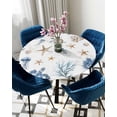 thumbnail image 5 of nqOlkjepod Blue Brown Coastal Round Tablecloth, Fitted Table Cover with Elastic for 45"-54" Round Tables, Nautical Summer Beach Sea Turtle Table Cloth Outdoor Dinning Party Waterproof Tablecloths, 5 of 6