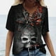 thumbnail image 2 of Camiseta Vintage con estampado 3D de calavera para mujer, blusas con cuello en V, Jersey informal de manga corta, Tops de gran tamaño, ropa Harajuku, camisetas de verano, 2 of 3