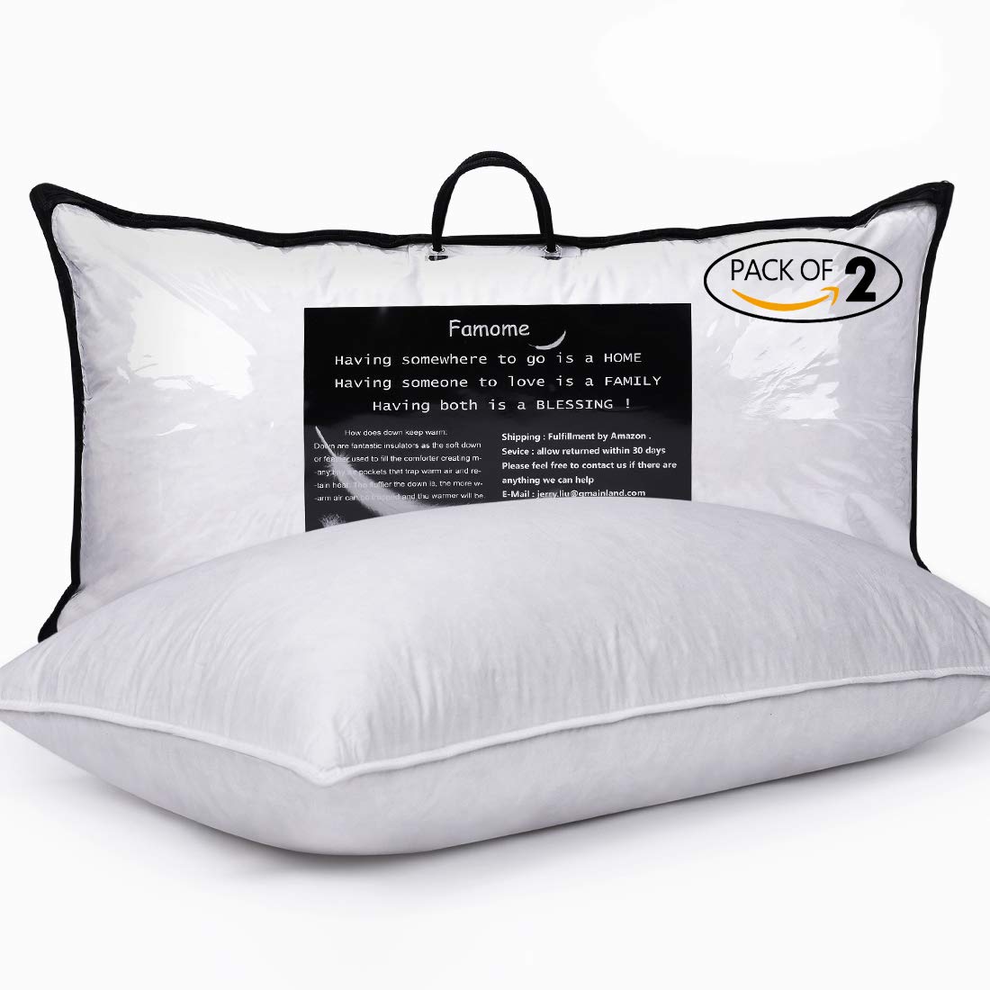 BESC Feather Pillows for Sleeping King Size Pack of 2 Hotel