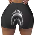 thumbnail image 2 of Rateoe Black And White Shark Printed Power Workout Shorts for Women Tummy Control Squat Proof Ribbed Thick Seamless Scrunch Active Short-Medium, 2 of 8