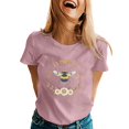 thumbnail image 2 of Baqcunre T Shirts For Women Womens Spring Summer Printed Short Sleeve O Neck T Shirt Top Tunic Tops Womens Blouses Pink M, 2 of 5