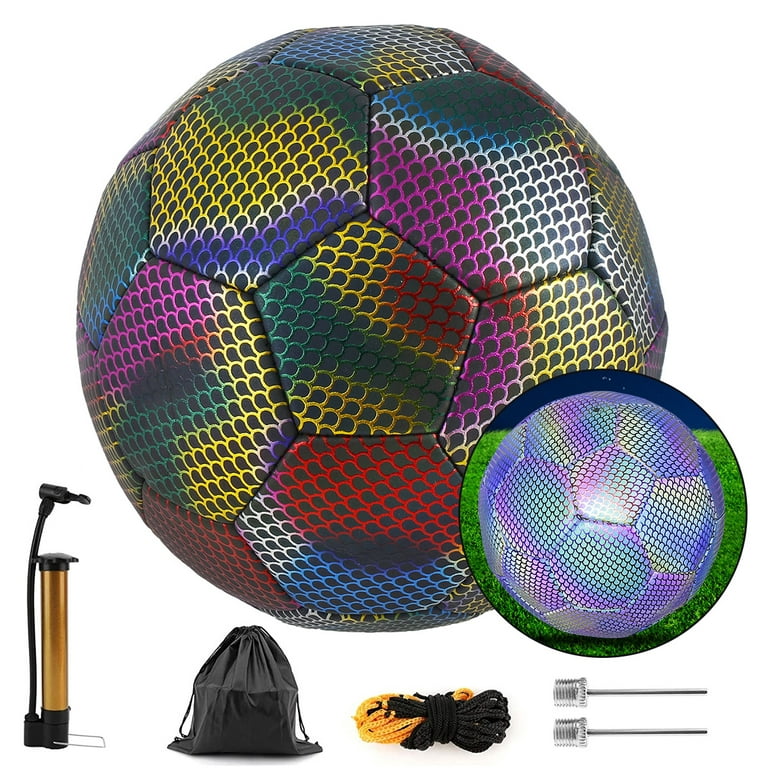  Reflective Football, Holographic Luminous Soccer Ball, Luminous  Football for Night Games and Training in The Dark, Flashing Soccer Ball,  Light Reflect Soccer Size 5 for Kids Adults Outdoor Sports : Everything