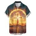 thumbnail image 4 of Yaoyar Mens Hawaiian Christian Shirts Cross Jesus Lapel Button Down Short Sleeve Beach Shirt Summer Tops Vacation Casual Fashion, 4 of 6