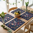 thumbnail image 5 of Navy Blue Flowers Placemats for Dinning Table Set of 6, Spring Vintage Floral Leaves Farmhouse Burlap Kitchen Place Mats Waterproof Cloth Table Mats, Indoor Outdoor Placemats Easy Clean Dinner Decor, 5 of 8