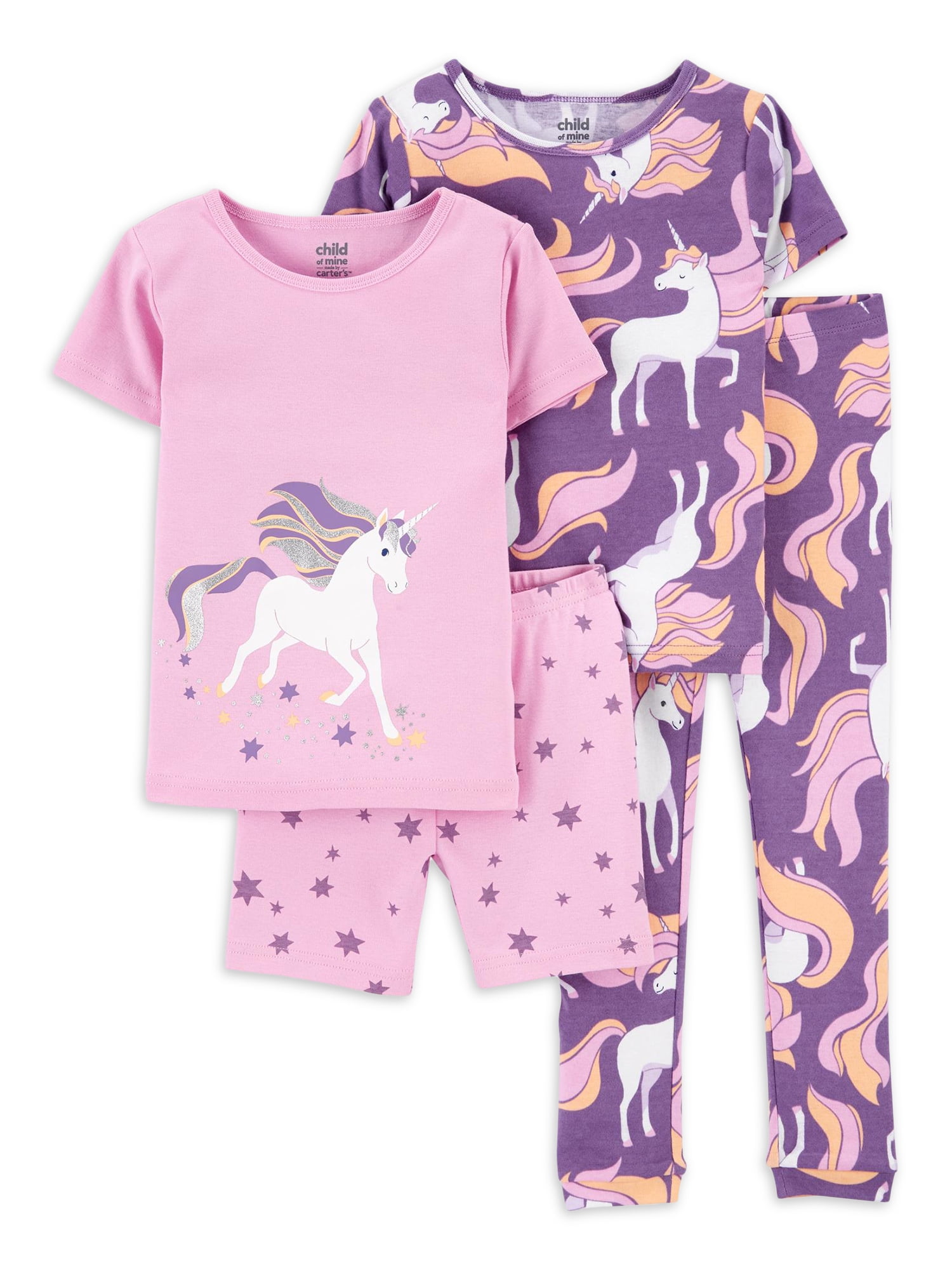 New Carters Little Girls Unicorn Shirt & Fleece Pajama Pants Set 6 7 8 