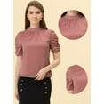 thumbnail image 2 of Blusa de Chifón Con Lunares Suizos Allegra K Para Mujer Manga Corta Abullonada Rojo S, 2 of 4