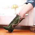 thumbnail image 3 of Mepaouo Womens Knee High Boots Round Toe Heel Boot Fleece Lined Zipper Winter Long Boots(Green,7), 3 of 7