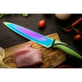 thumbnail image 4 of SiliSlick 5-Piece Kitchen Knife Set, Rainbow Titanium Blades with Rack & Portable Sharpener, 4 of 8