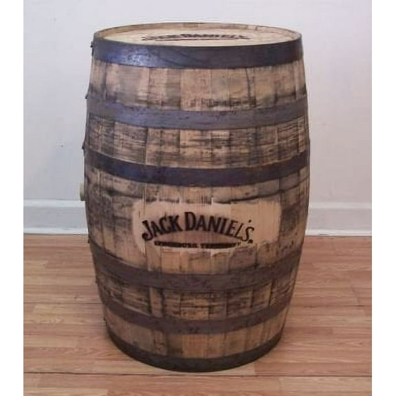 Jack Daniel’s Oak Branded Whiskey Barrel with Engraved Logo 53 gal Wine Making Barrel