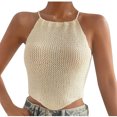 thumbnail image 1 of Timegard Womens Tank Tops Eyelet Halter Neck Sleeveless Keyhole Back Top Solid Color Fashion Blouses, 1 of 5