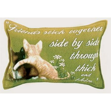 Set of 2 "Side By Side" Friends Cat Kitten Throw Pillows 9" x 12"