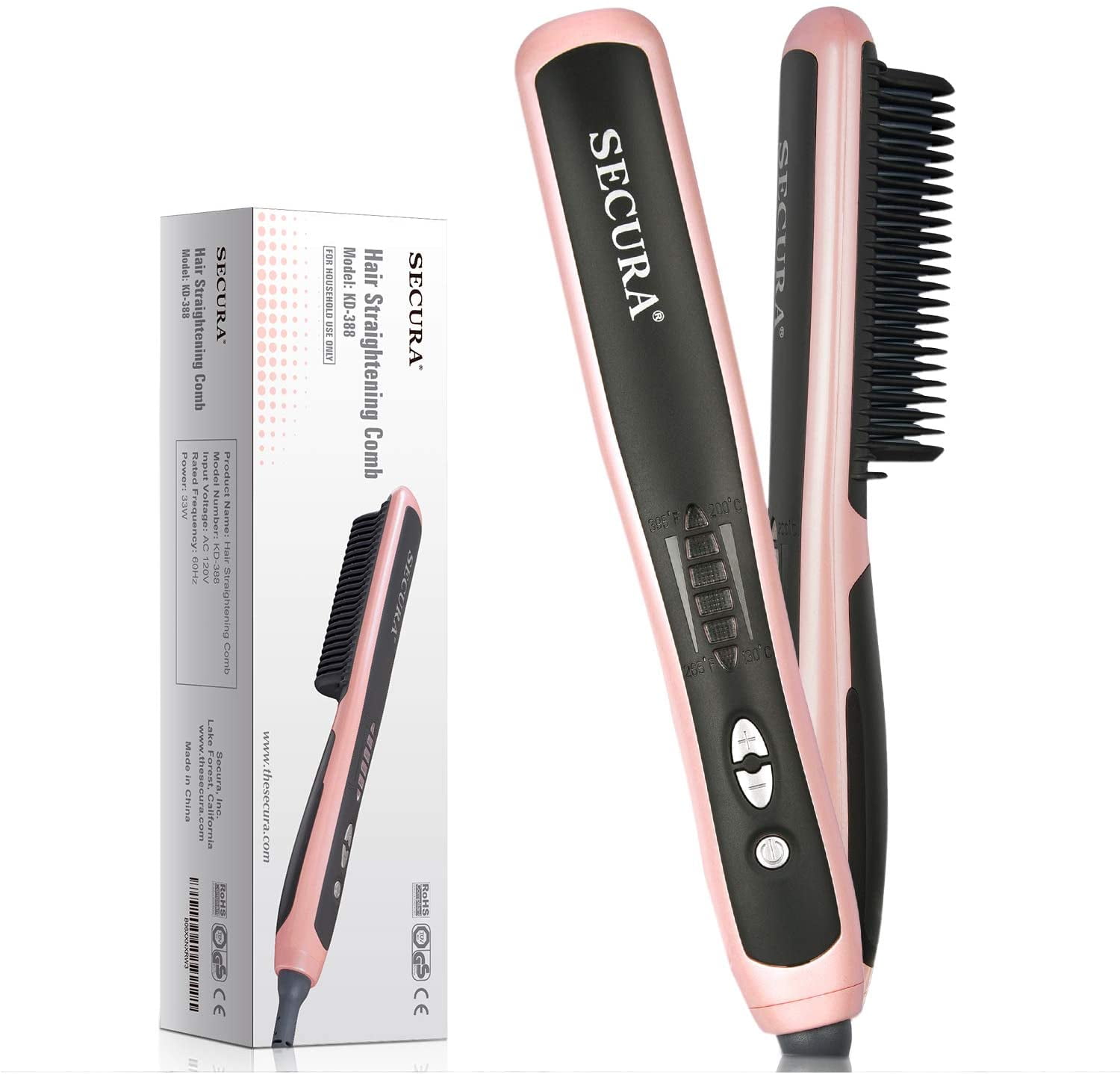 Secura Hair Straightener Comb with PTC Ceramic Heating Elements and 6 Levels of Temperature Control Hot Comb Hair Straightener Secura Hair Straightener Comb with PTC Ceramic Heating Elements and 6 Levels of Temperature Control Hot Comb Hair Straightener