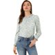 thumbnail image 1 of Allegra K Blusa Floral De Gasa Informal Con Cuello Con Volantes Y Manga Larga Con Pu?os Fruncidos Para Mujer Azul claro S, 1 of 6