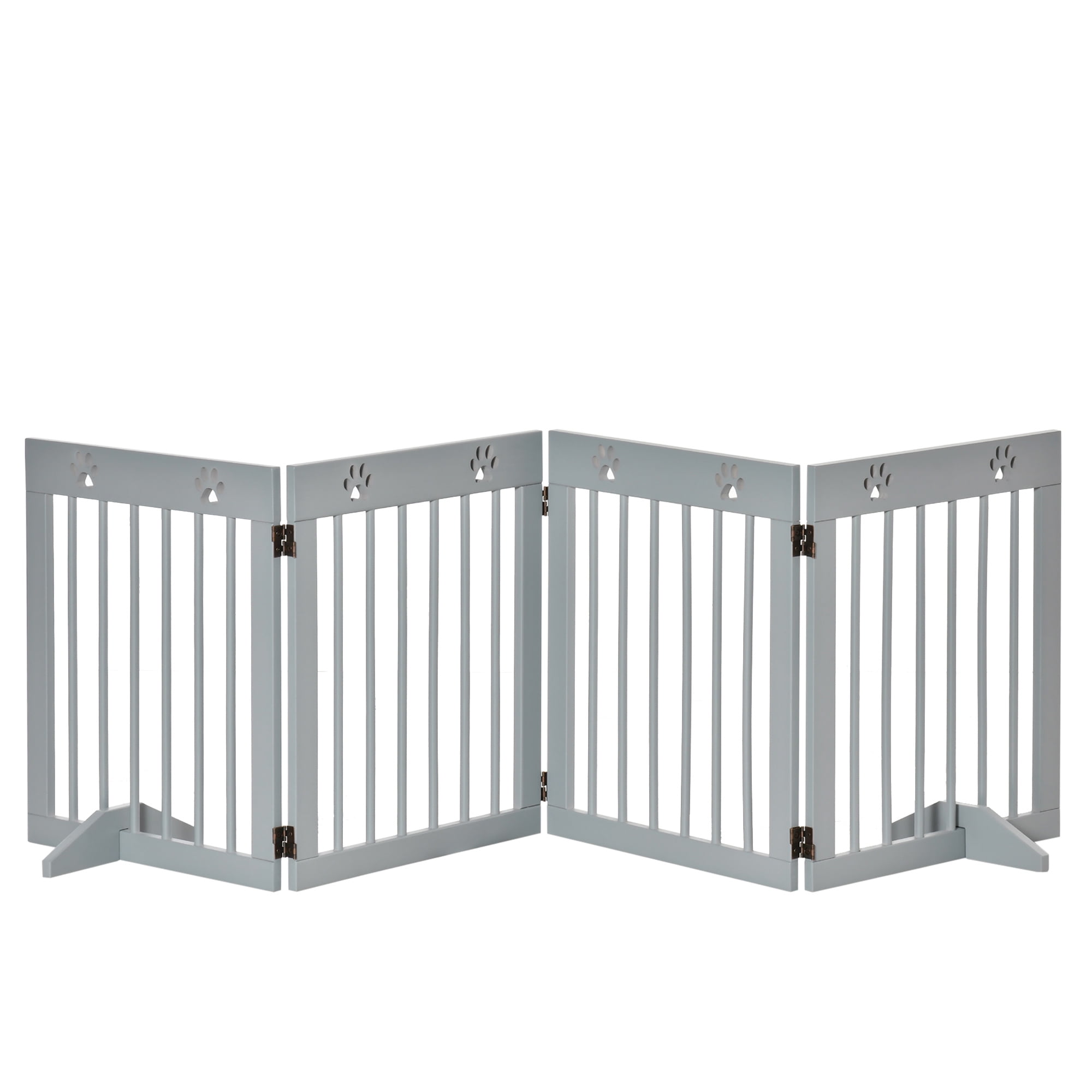 Pawhut Freestanding Expandable White Wood Pet Gate D06 084